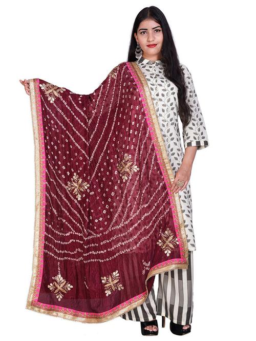 maroon art silk dupatta - 18906585 - Very Small Image - 1