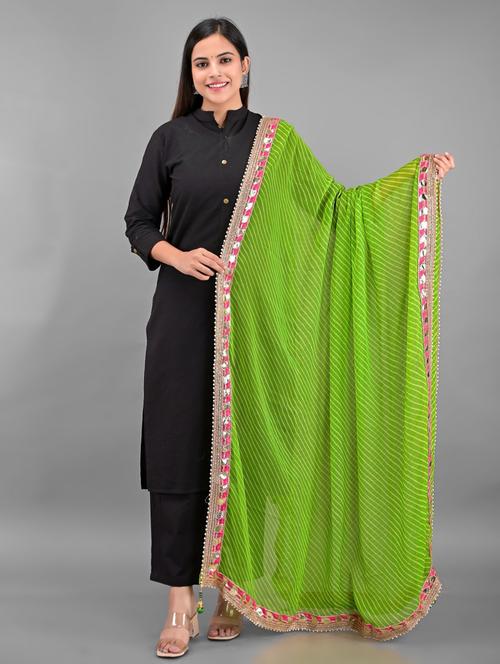 lace bordered leheriya dupatta - 18906642 - Very Small Image - 1