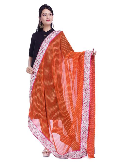 orange stripes dupatta - 18906728 - Very Small Image - 1