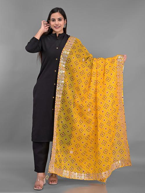 yellow printed dupatta - 18906757 - Very Small Image - 1