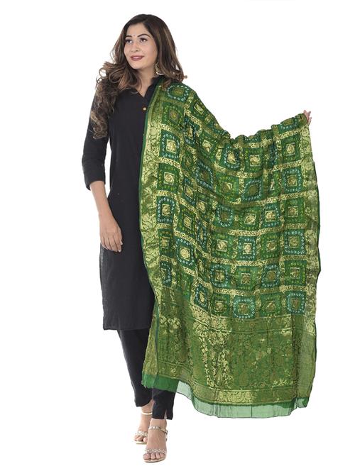 green bandhani dupatta - 18906878 - Very Small Image - 1