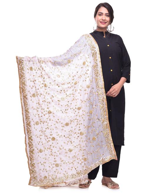 white embellished dupatta - 18906886 - Very Small Image - 1