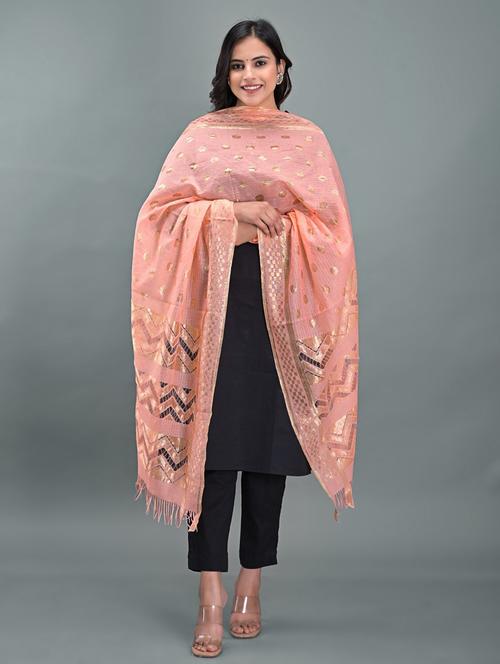 peach polka dots dupatta - 18906956 - Very Small Image - 1