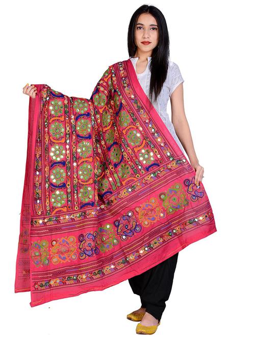 pink self design embroidered dupatta - 18906980 - Very Small Image - 1