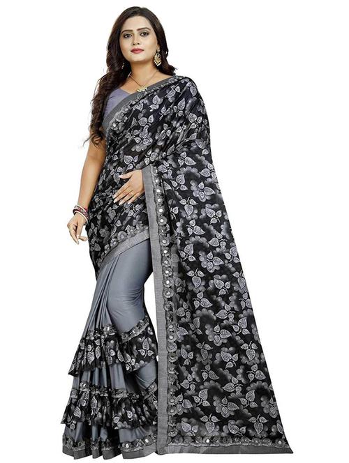 grey jamdani saree with blouse - 18907626 - Very Small Image - 1