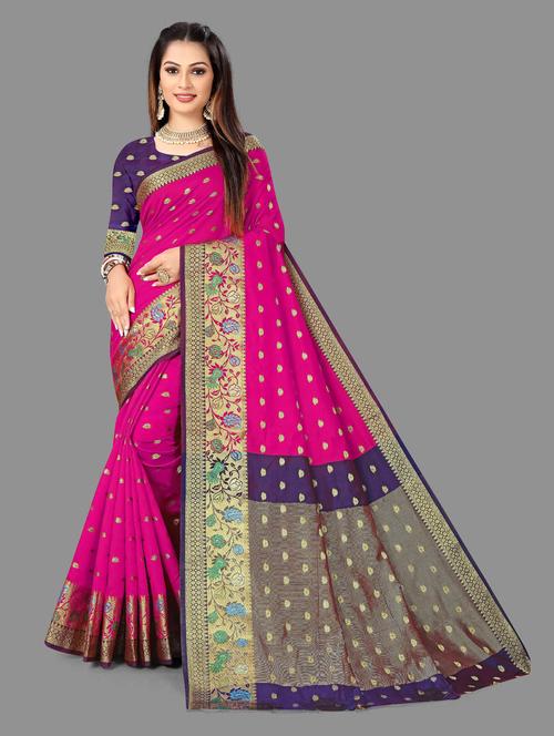 women's self design pink colored saree with blouse - 18907671 - Very Small Image - 1