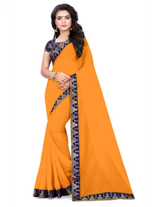 women solid with bordered saree - 18907934 - Very Small Image - 1