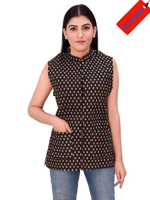 yellow printed ethnic jacket - 18908362 - Very Small Image - 1