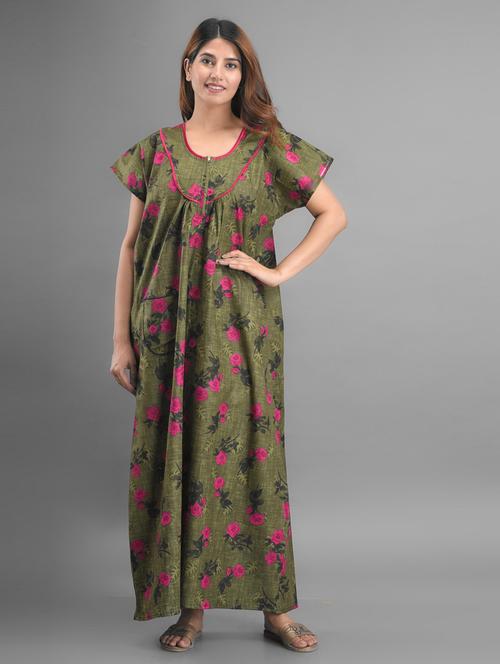 green cotton sleepshirts & nighty - 18908600 - Very Small Image - 1