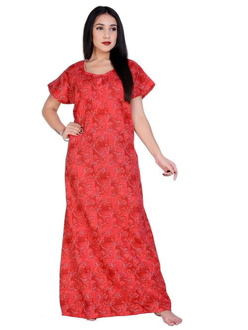 red cotton sleepshirts & nighty - 18908679 - Very Small Image - 1
