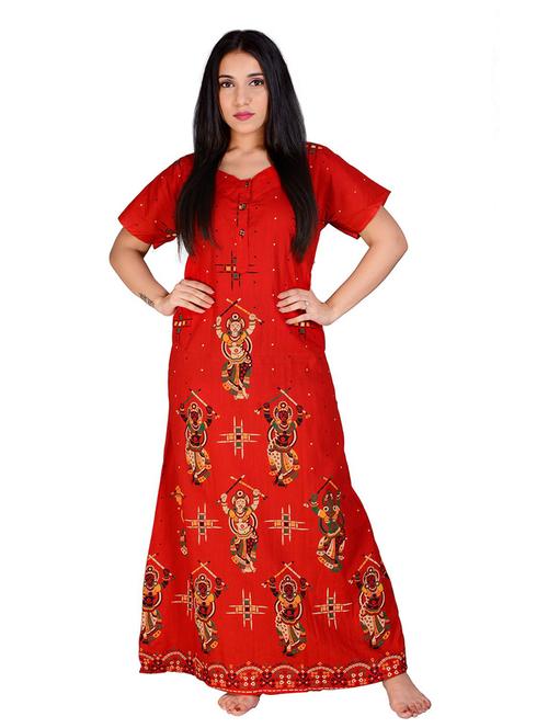 red cotton sleepshirts & nighty - 18908687 - Very Small Image - 1