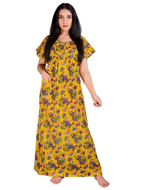 yellow cotton sleepshirts & nighty - 18908706 - Very Small Image - 1