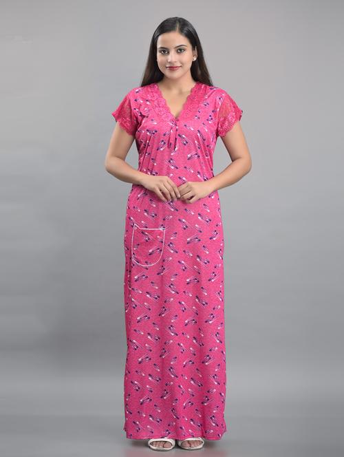 pink satin sleepshirts & nighty - 18908711 - Very Small Image - 1
