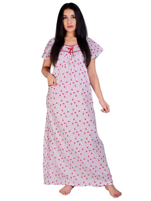 white printed nighty - 18908761 - Very Small Image - 1