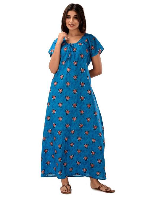 light blue cotton sleepshirts & nighty - 18908781 - Very Small Image - 1