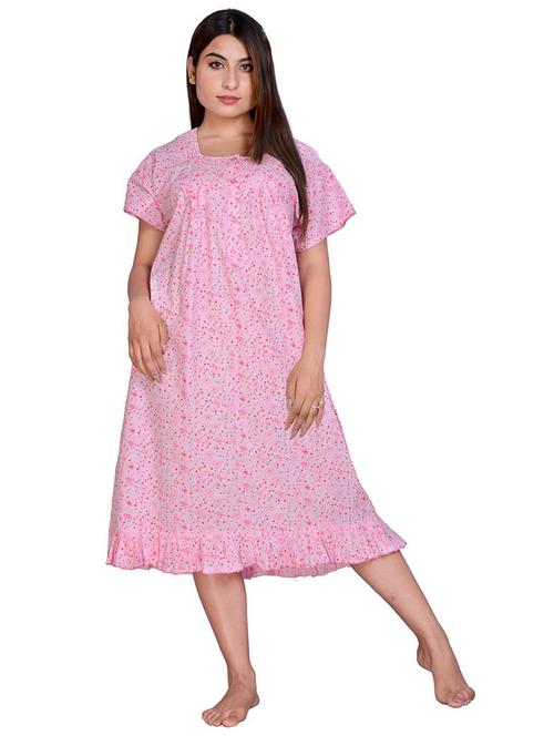 pink cotton sleepshirts & nighty - 18908825 - Very Small Image - 1