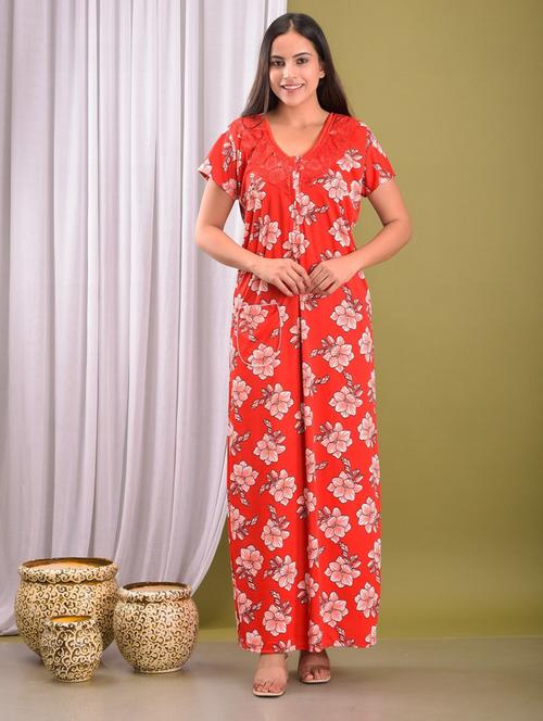 red satin sleepshirts & nighty - 18908881 - Very Small Image - 1