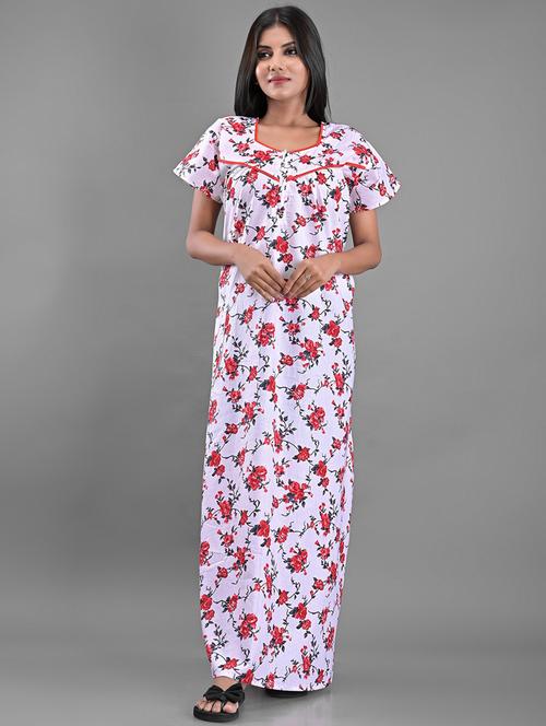 white cotton sleepshirts & nighty - 18908901 - Very Small Image - 1