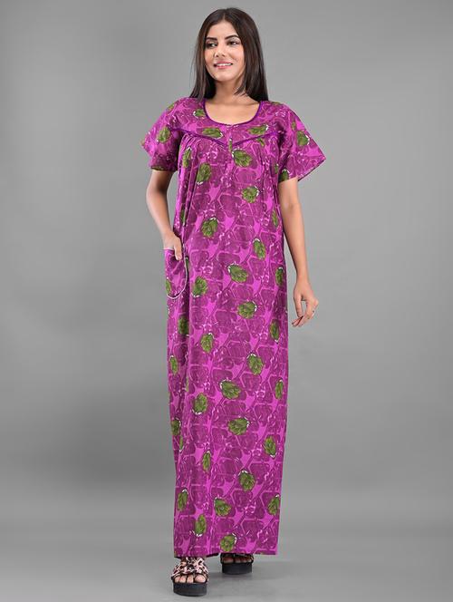 purple cotton sleepshirts & nighty - 18908925 - Very Small Image - 1
