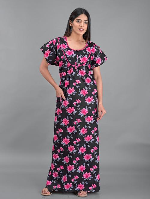women round neck floral printed nighty - 18908936 - Very Small Image - 1
