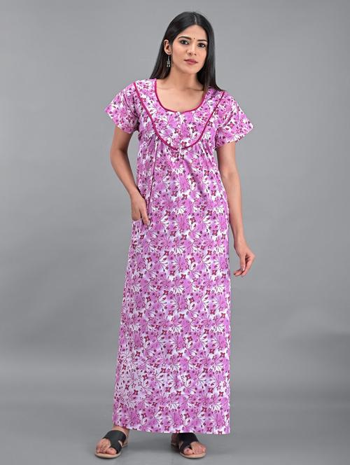 women pink floral printed nighty - 18909008 - Very Small Image - 1