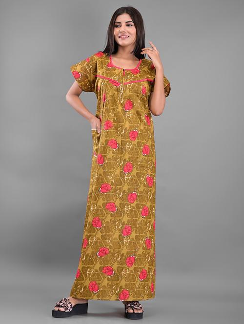 yellow cotton sleepshirts & nighty - 18909015 - Very Small Image - 1