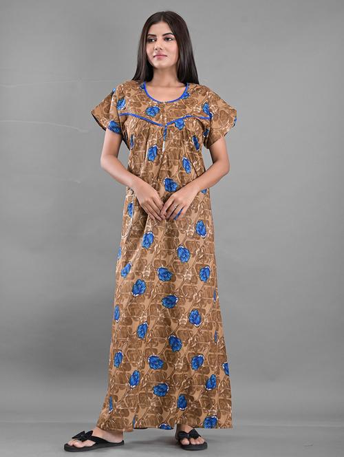brown cotton sleepshirts & nighty - 18909029 - Very Small Image - 1
