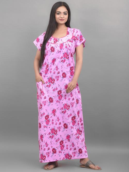 pink cotton sleepshirts & nighty - 18909038 - Very Small Image - 1