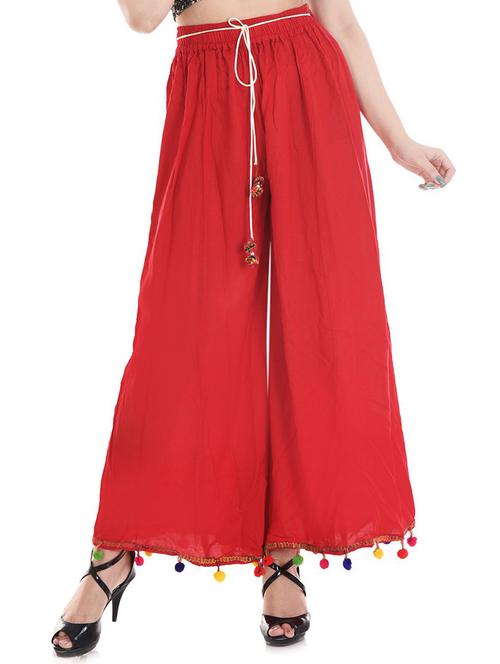 red viscose trousers - 18909070 - Very Small Image - 1