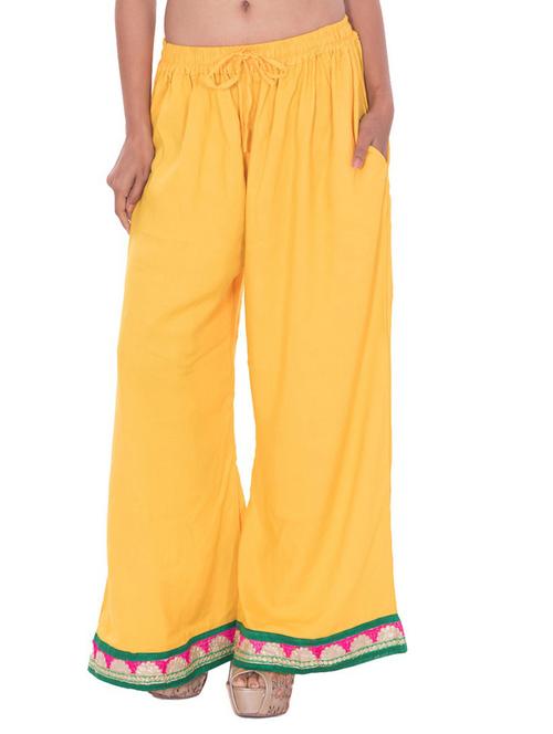 yellow cotton blend trousers - 18909096 - Very Small Image - 1