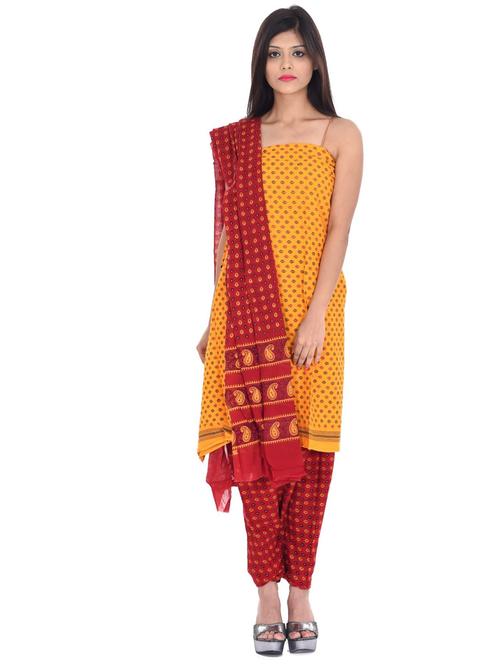 multi colored cotton blend unstitched suit - 18909173 - Very Small Image - 1