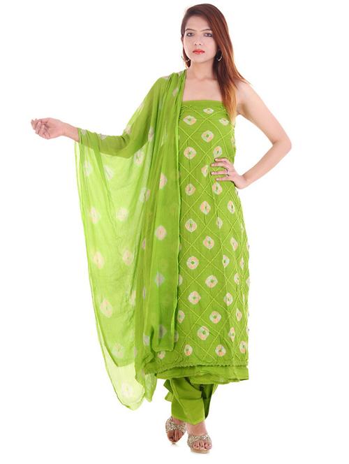 green cotton blend unstitched suit - 18909204 - Very Small Image - 1