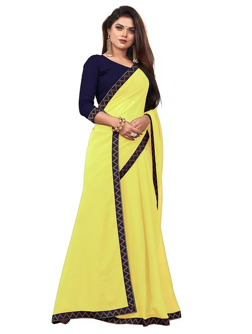 lace bordered solid saree - 18909695 - Very Small Image - 1