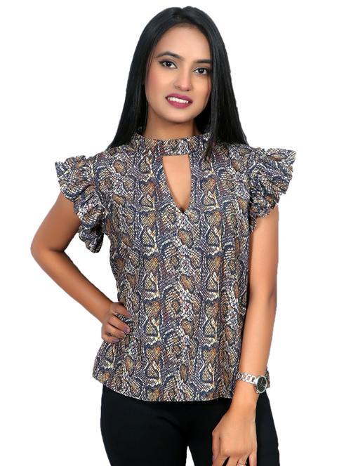 choker neck printed regular top - 18912631 - Very Small Image - 1