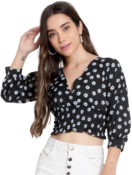 v-neck multi colored printed regular top - 18912698 - Very Small Image - 1