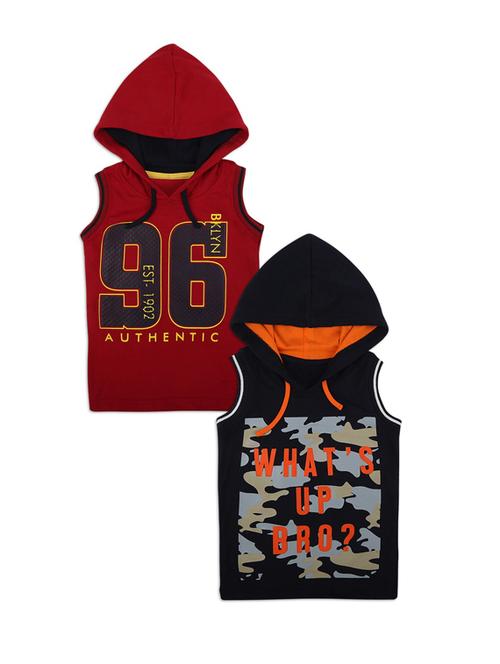 pack of 2- printed hooded cotton vest - 18913061 - Very Small Image - 1