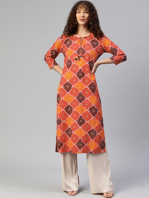 printed straight kurta - 18913382 - Very Small Image - 1