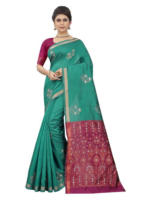 women's solid light green colored saree with blouse - 18913749 - Very Small Image - 1