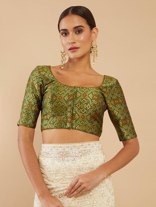 olive foil printed blouse - 18929451 - Very Small Image - 1