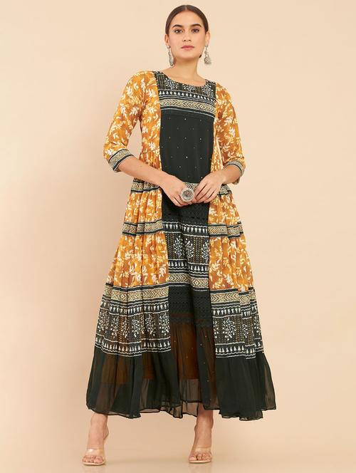 multicolored flared ethnic dress - 18929821 - Very Small Image - 1
