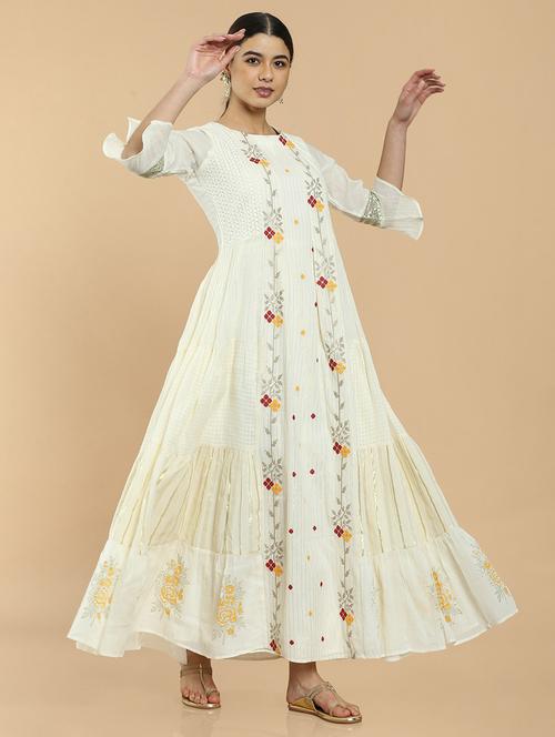white tiered ethnic dress - 18929846 - Very Small Image - 1