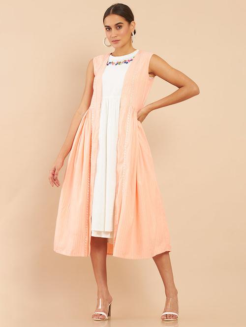pink striped flared ethnic dress - 18929848 - Very Small Image - 1