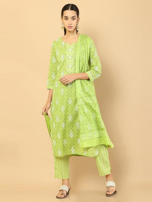 printed kurta pant dupatta set - 18931107 - Very Small Image - 1