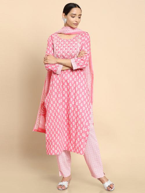 printed kurta pant dupatta set - 18931111 - Very Small Image - 1