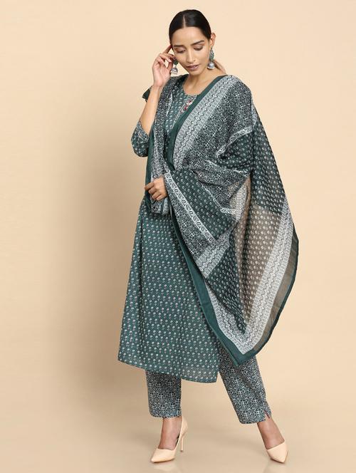 printed kurta pant dupatta set - 18931115 - Very Small Image - 1