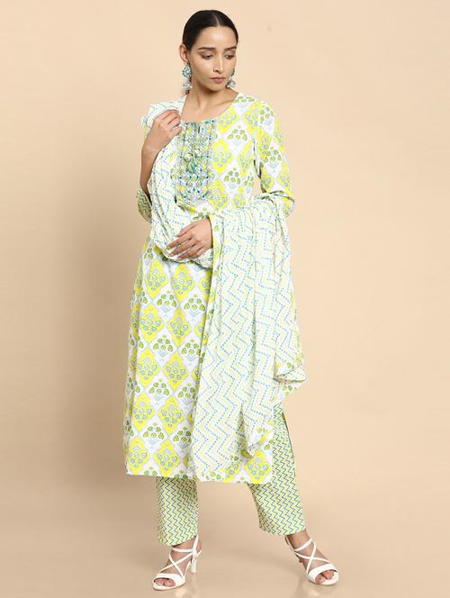 printed kurta pant dupatta set - 18931116 - Very Small Image - 1