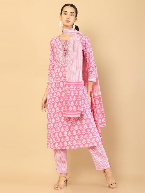 printed kurta pant dupatta set - 18931117 - Very Small Image - 1