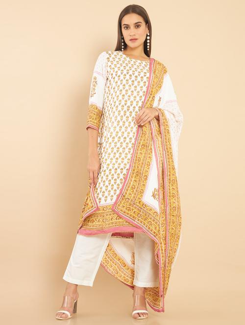 printed kurta pant dupatta set - 18931139 - Very Small Image - 1
