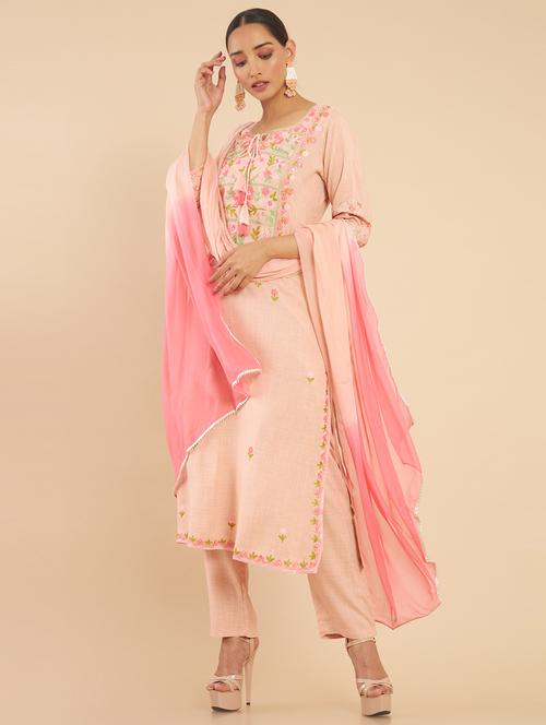 peach kurta salwar set - 18931144 - Very Small Image - 1