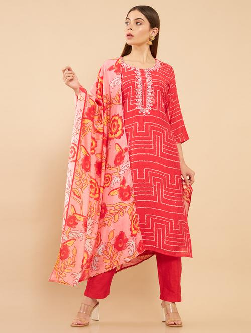 printed kurta pant dupatta set - 18931202 - Very Small Image - 1